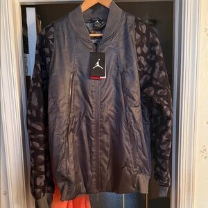 Jordan Men's Charcoal and Black Camo Bomber Jacket